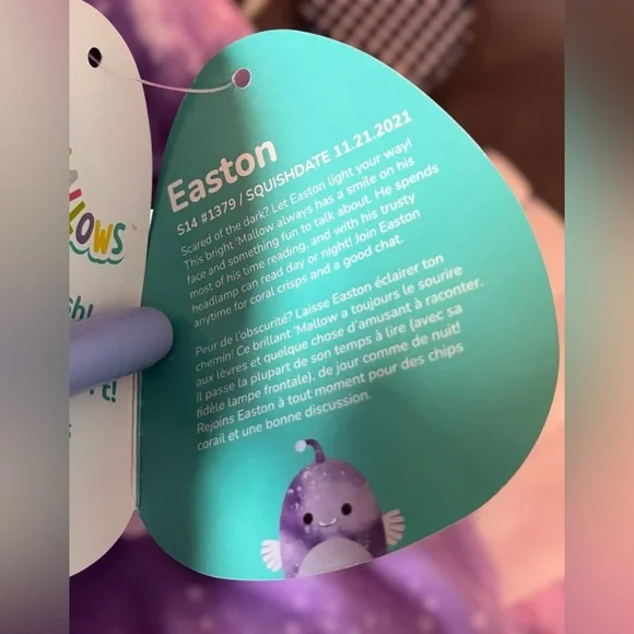 Squishmallows Easton Anglerfish
Soft Purple Plush - New With Tag - Picture 5 of 5